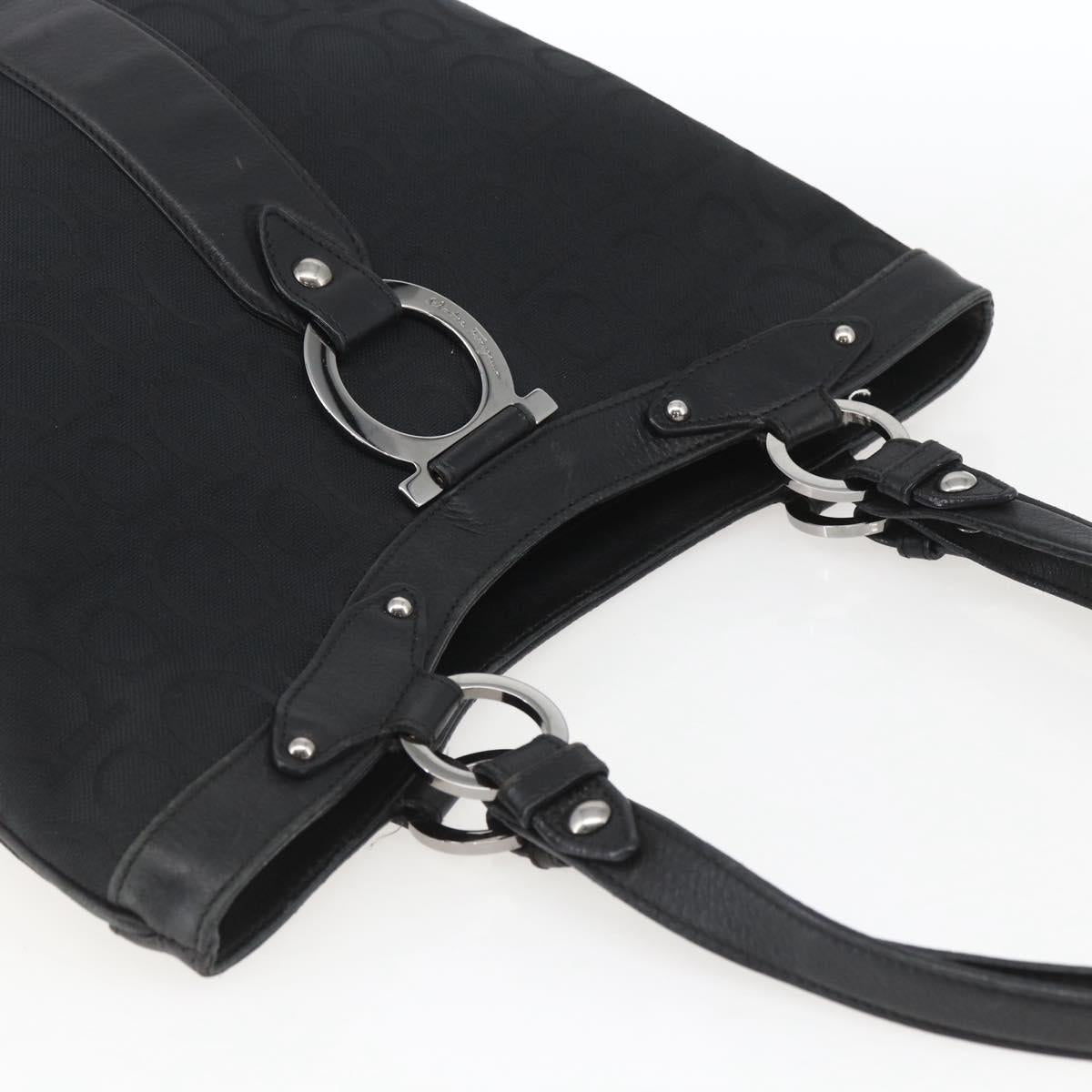 Salvatore Ferragamo Tote Bag Canvas Black Silver Auth bs32688