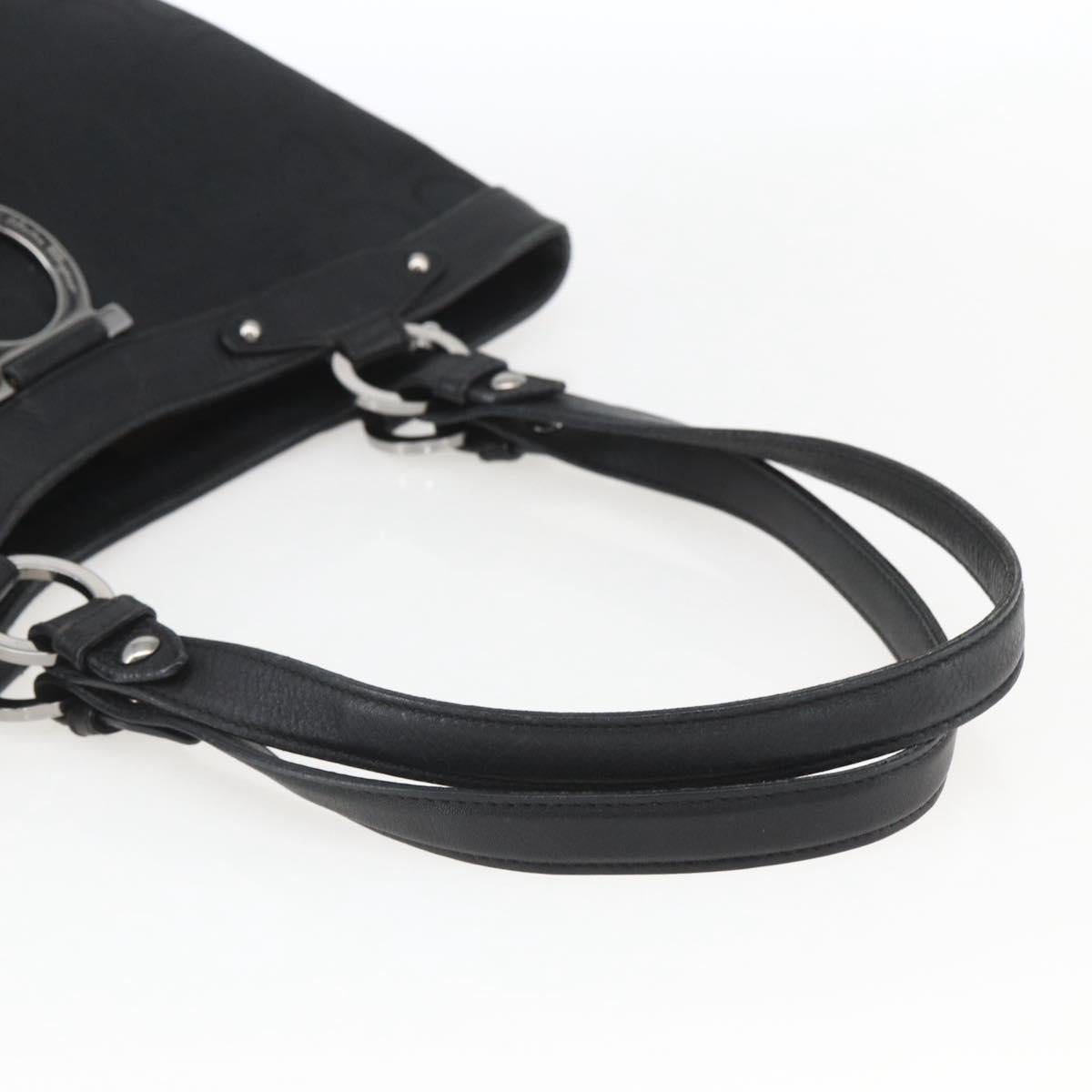 Salvatore Ferragamo Tote Bag Canvas Black Silver Auth bs32688