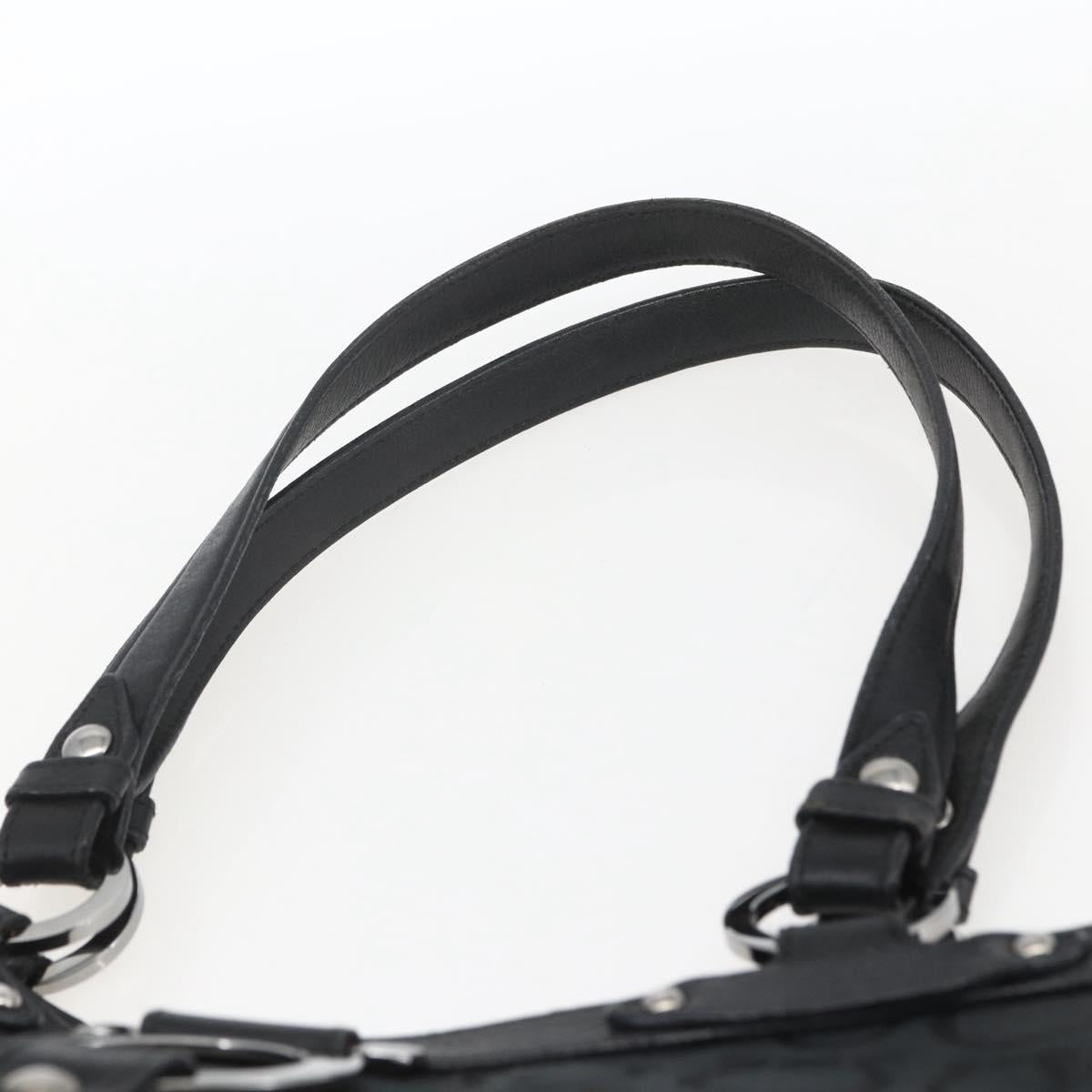 Salvatore Ferragamo Tote Bag Canvas Black Silver Auth bs32688