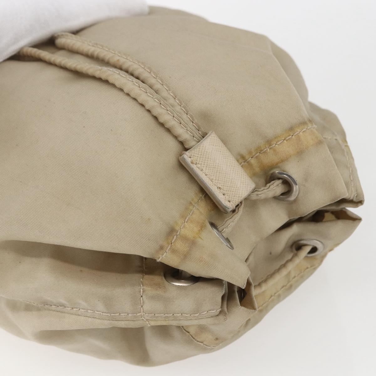PRADA Pouch Nylon Beige Silver Auth bs32691
