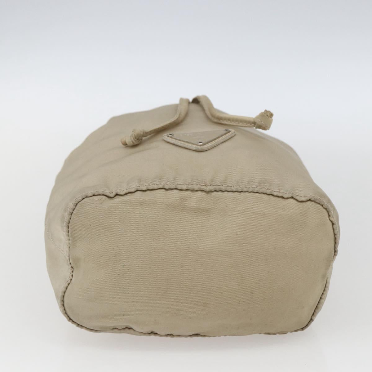 PRADA Pouch Nylon Beige Silver Auth bs32691