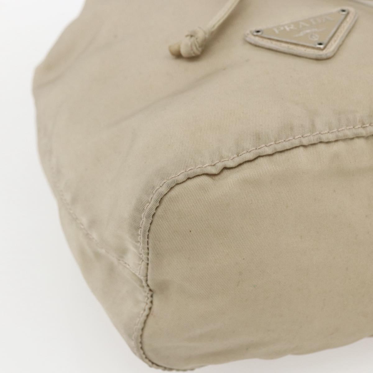PRADA Pouch Nylon Beige Silver Auth bs32691