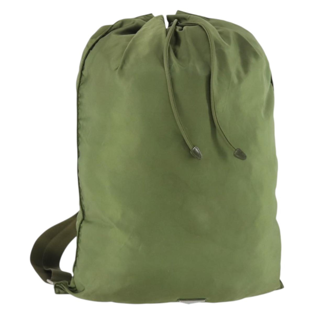 PRADA Backpack Nylon Khaki Silver Auth bs32692