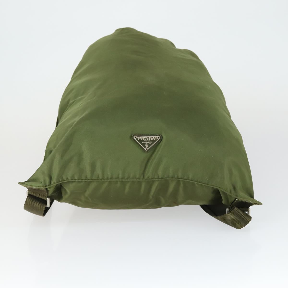 PRADA Backpack Nylon Khaki Silver Auth bs32692