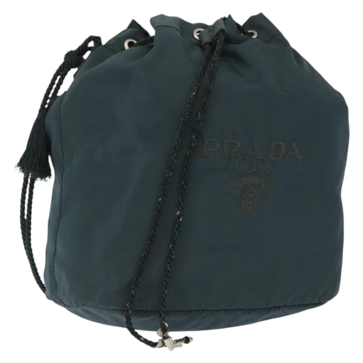 PRADA Shoulder Bag Nylon Blue Silver Auth bs32693