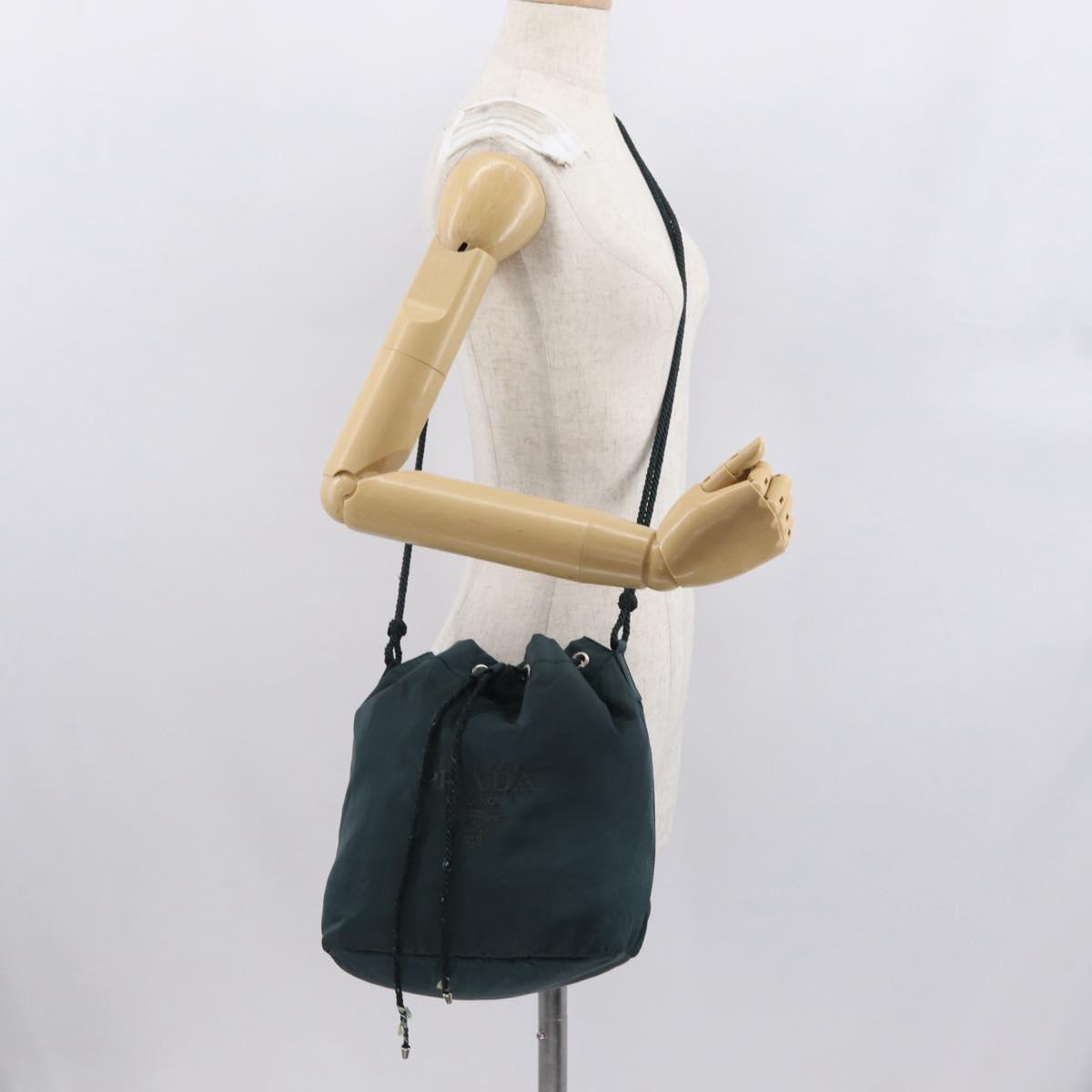 PRADA Shoulder Bag Nylon Blue Silver Auth bs32693