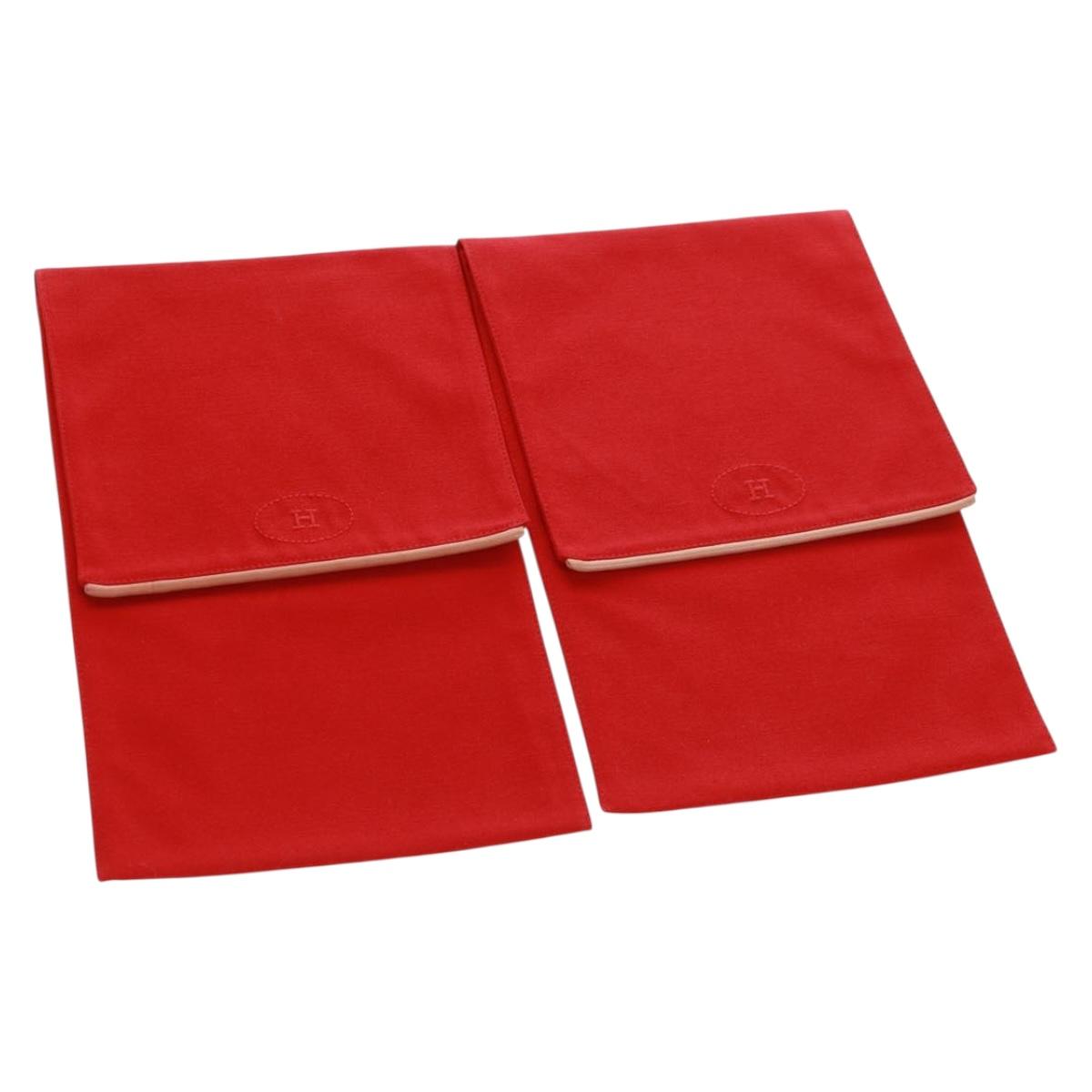 HERMES Pouch Canvas Red Auth bs32696V