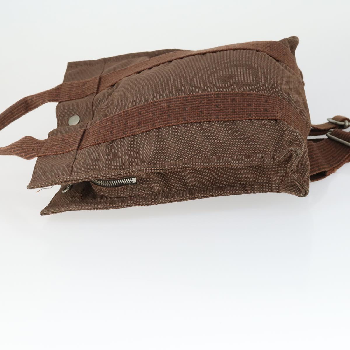 HERMES Her Line Add PM Backpack Canvas Brown Silver Auth bs32697