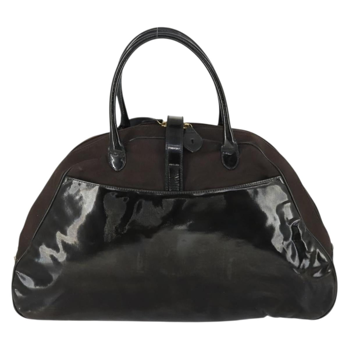 Christian Dior Double Saddle Bag Hand Bag Canvas Brown Gold Auth bs32698