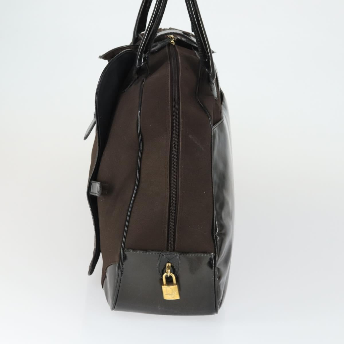 Christian Dior Double Saddle Bag Hand Bag Canvas Brown Gold Auth bs32698