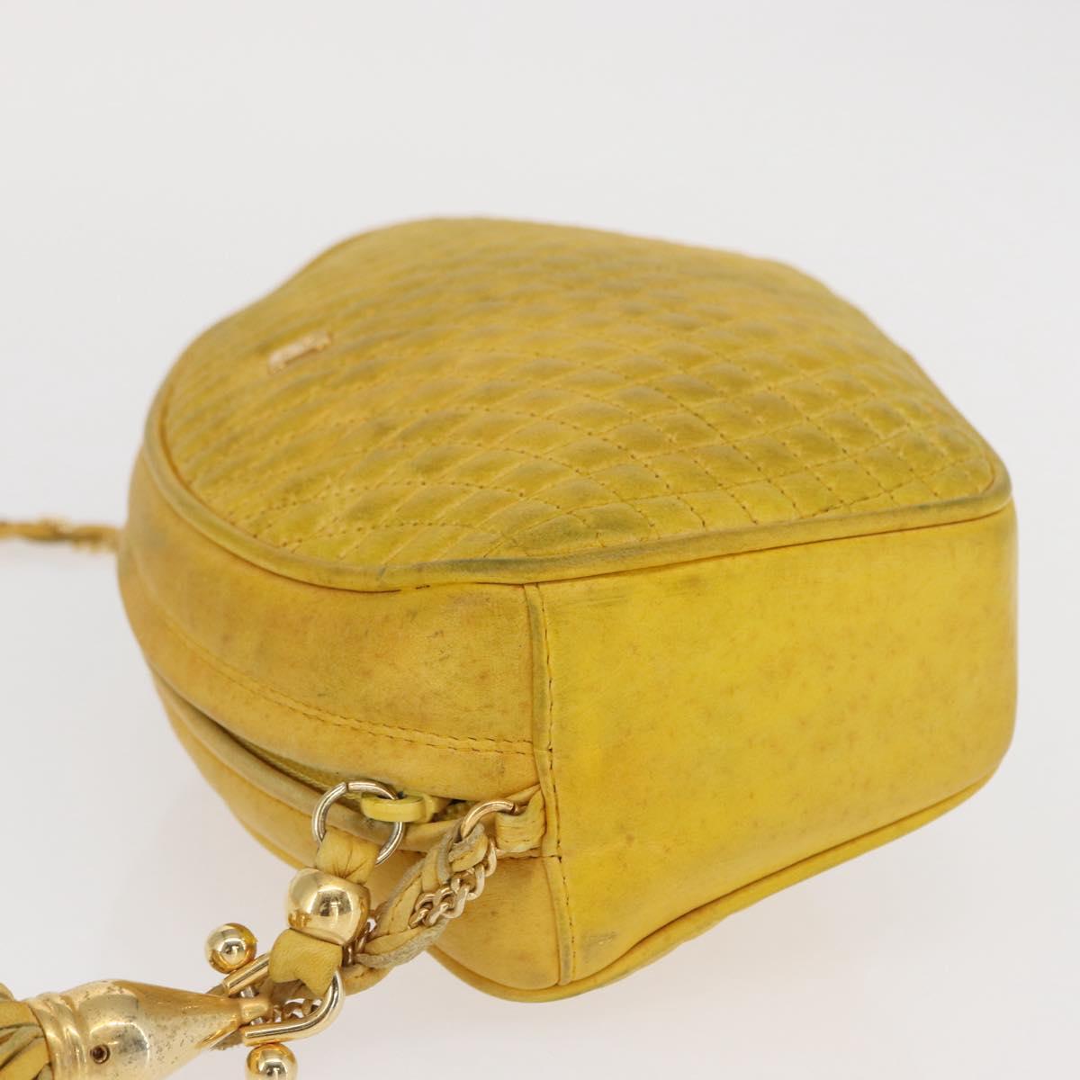 BALLY Shoulder Bag Leather Yellow Gold Auth bs32700