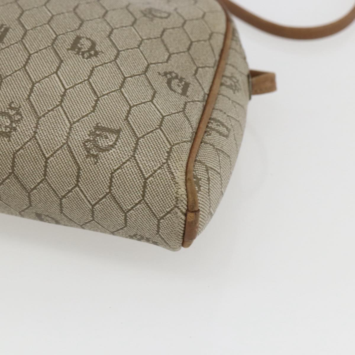 Christian Dior Honeycomb Canvas Shoulder Bag PVC Beige Auth bs32701