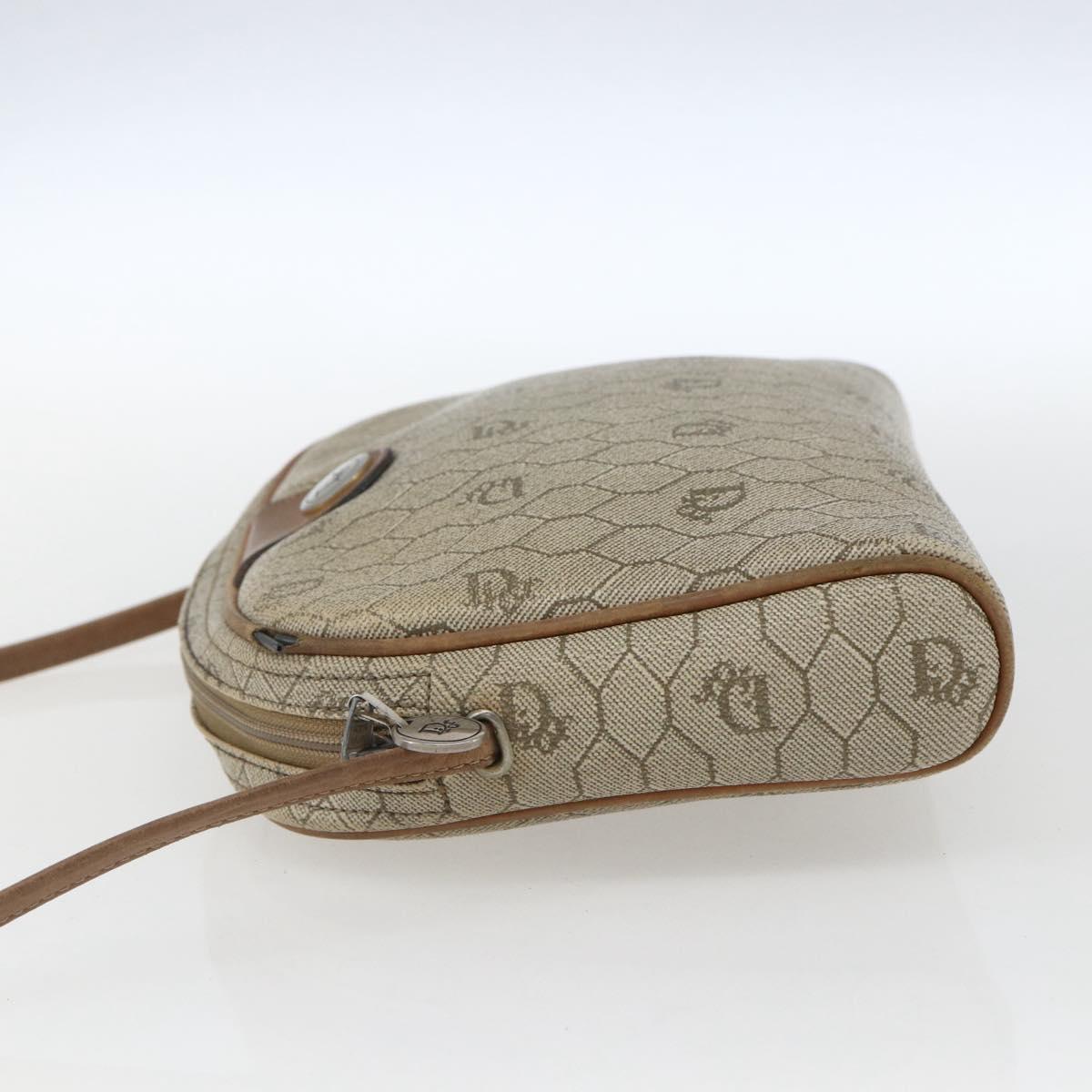 Christian Dior Honeycomb Canvas Shoulder Bag PVC Beige Auth bs32701