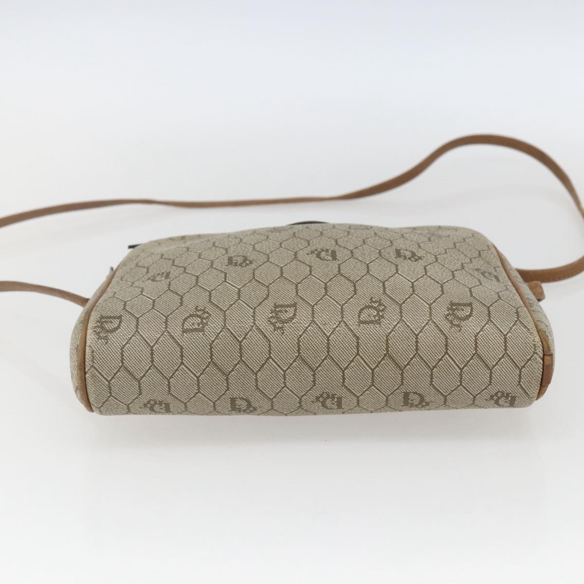 Christian Dior Honeycomb Canvas Shoulder Bag PVC Beige Auth bs32701