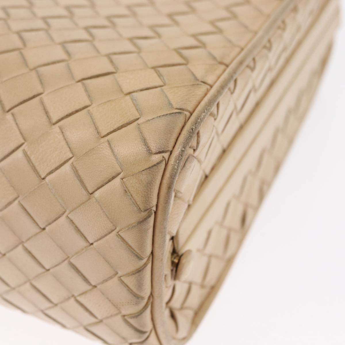 BOTTEGA VENETA INTRECCIATO Shoulder Bag Leather Beige Gold Auth bs32703