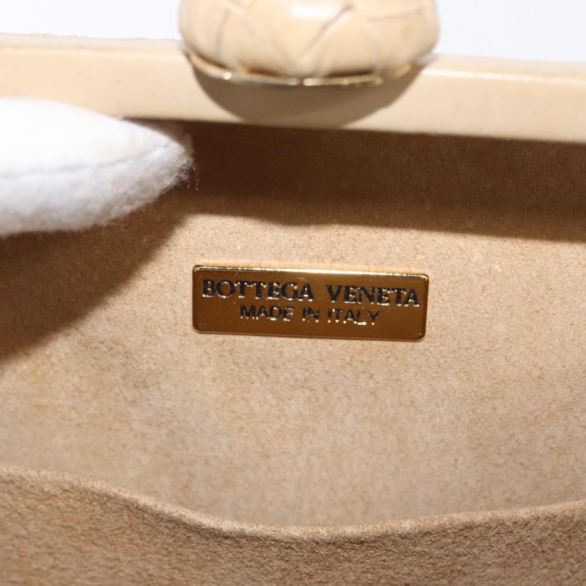 BOTTEGA VENETA INTRECCIATO Shoulder Bag Leather Beige Gold Auth bs32703