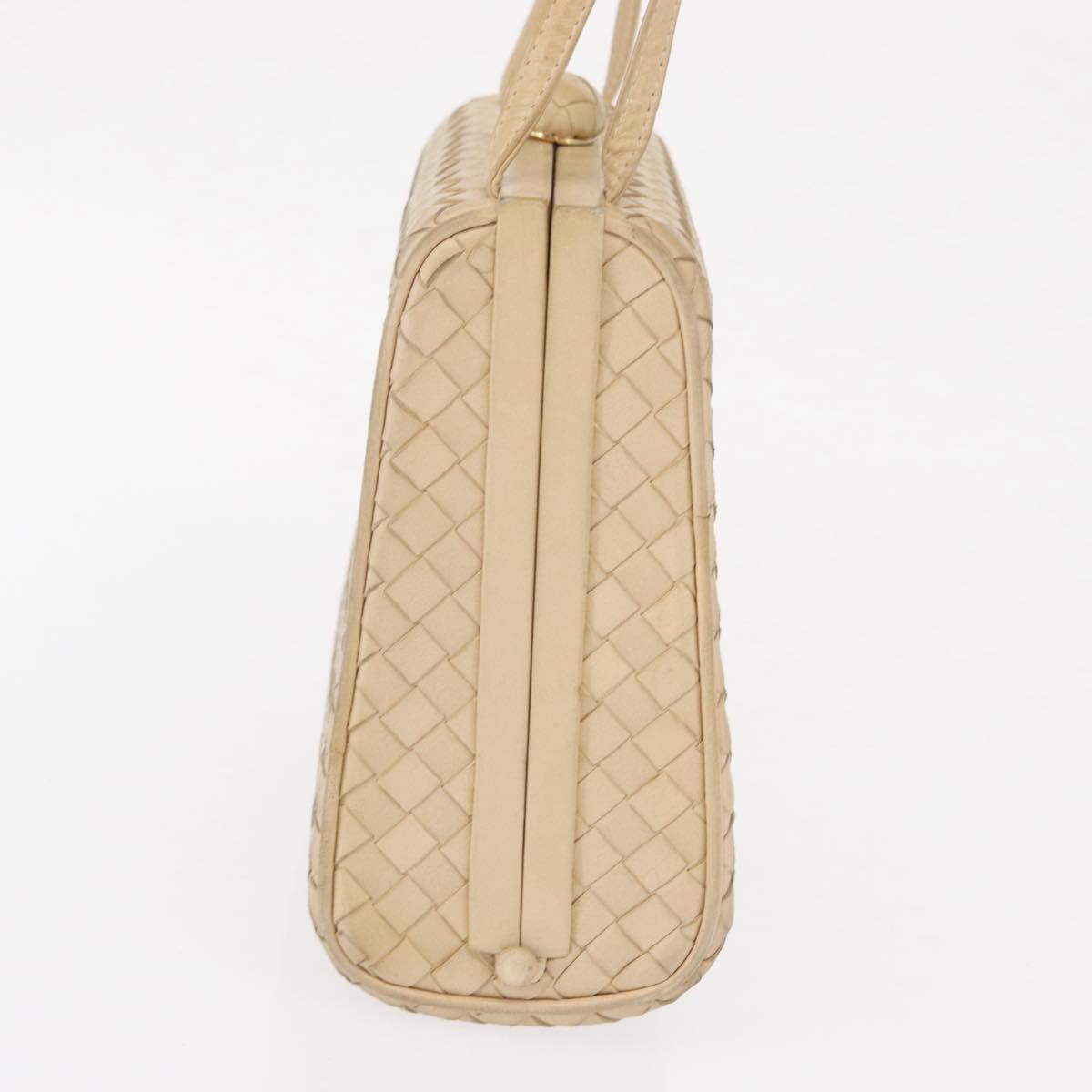 BOTTEGA VENETA INTRECCIATO Shoulder Bag Leather Beige Gold Auth bs32703