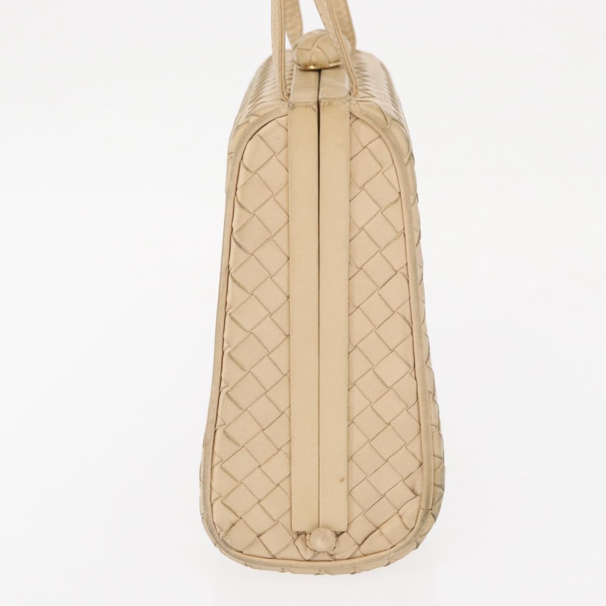 BOTTEGA VENETA INTRECCIATO Shoulder Bag Leather Beige Gold Auth bs32703