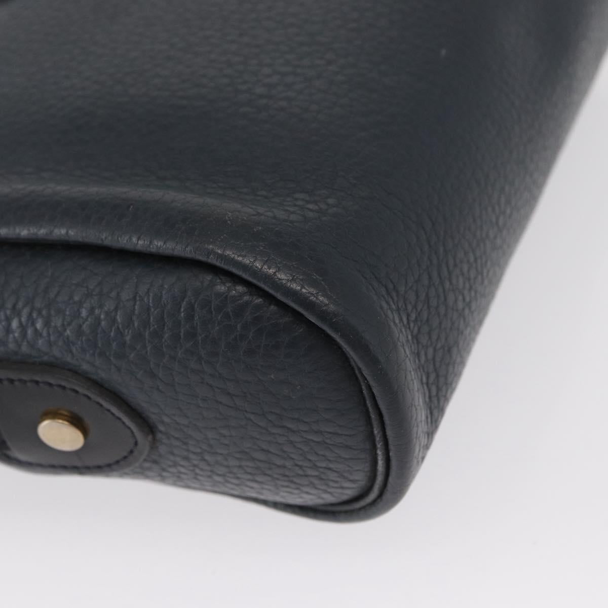 Christian Dior Shoulder Bag Leather Navy Gold Auth bs32704
