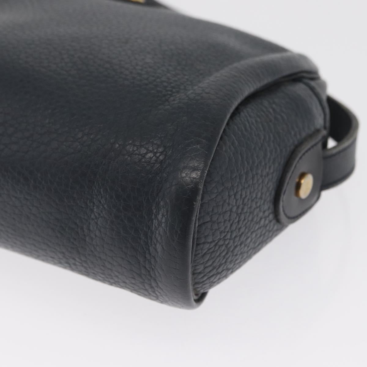 Christian Dior Shoulder Bag Leather Navy Gold Auth bs32704