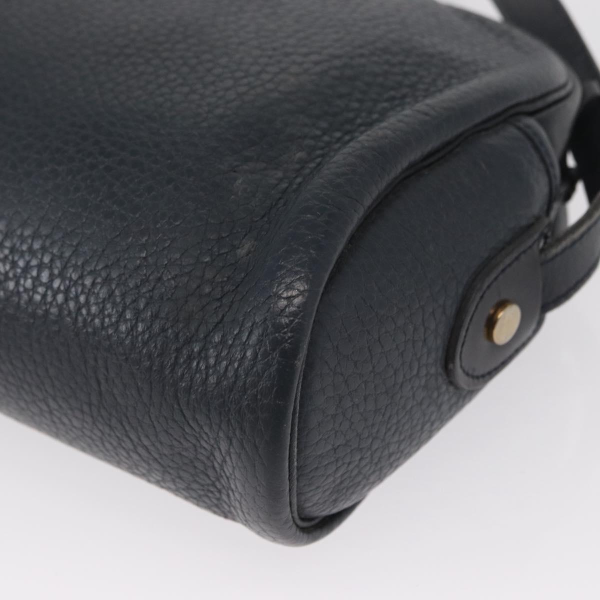 Christian Dior Shoulder Bag Leather Navy Gold Auth bs32704