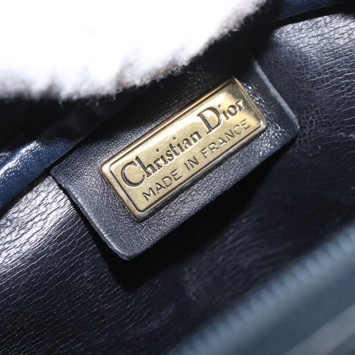 Christian Dior Shoulder Bag Leather Navy Gold Auth bs32704