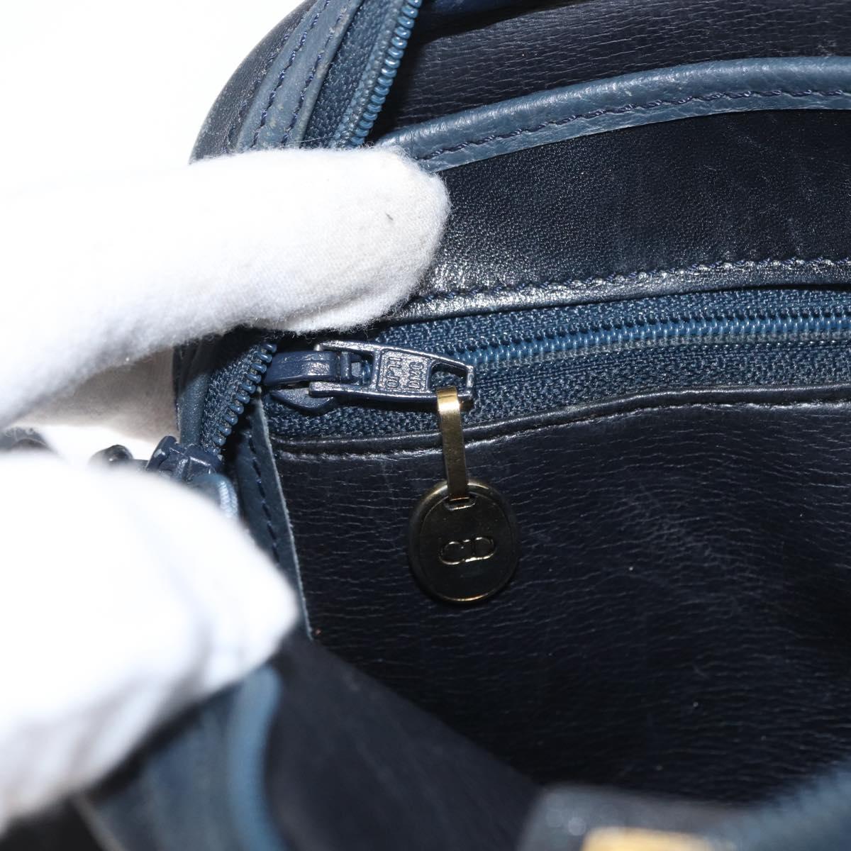 Christian Dior Shoulder Bag Leather Navy Gold Auth bs32704