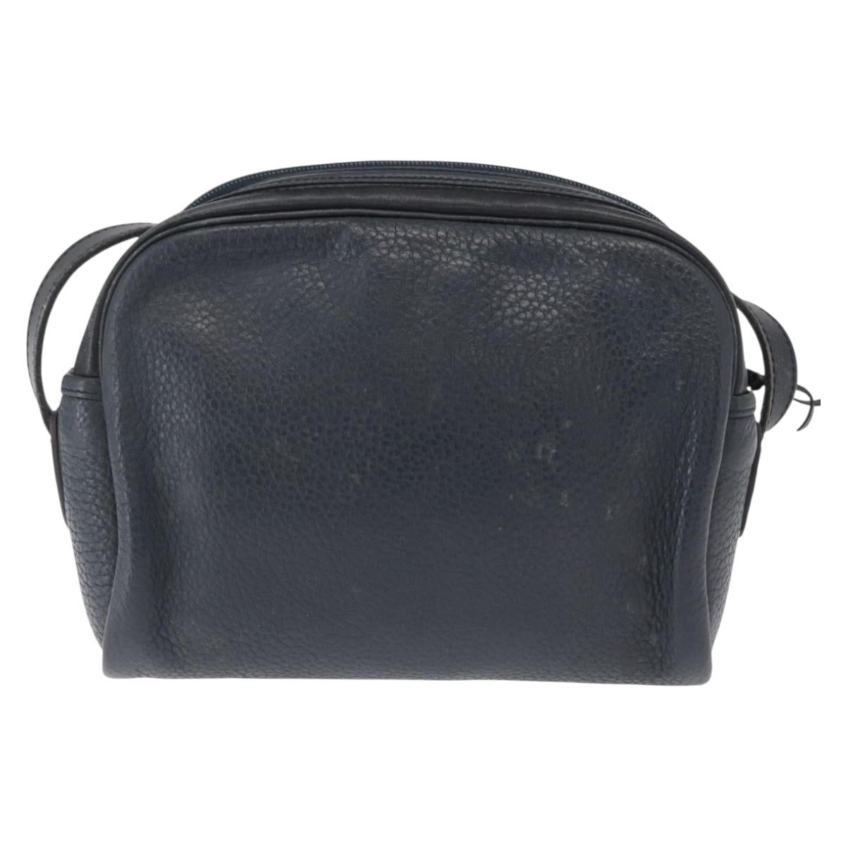 Christian Dior Shoulder Bag Leather Navy Gold Auth bs32704