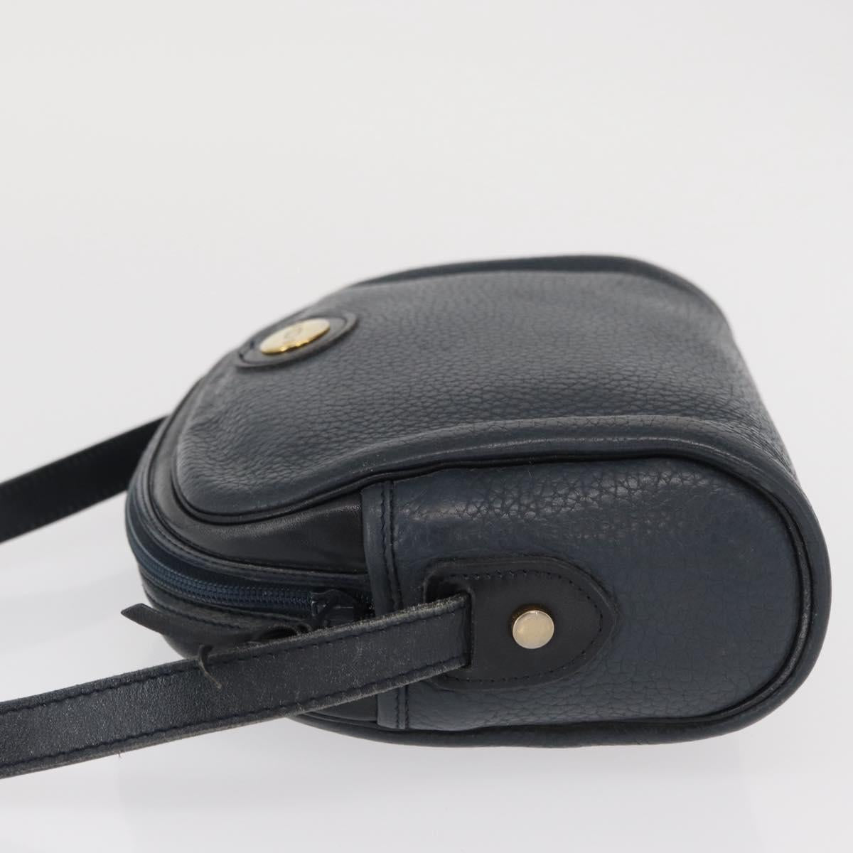 Christian Dior Shoulder Bag Leather Navy Gold Auth bs32704