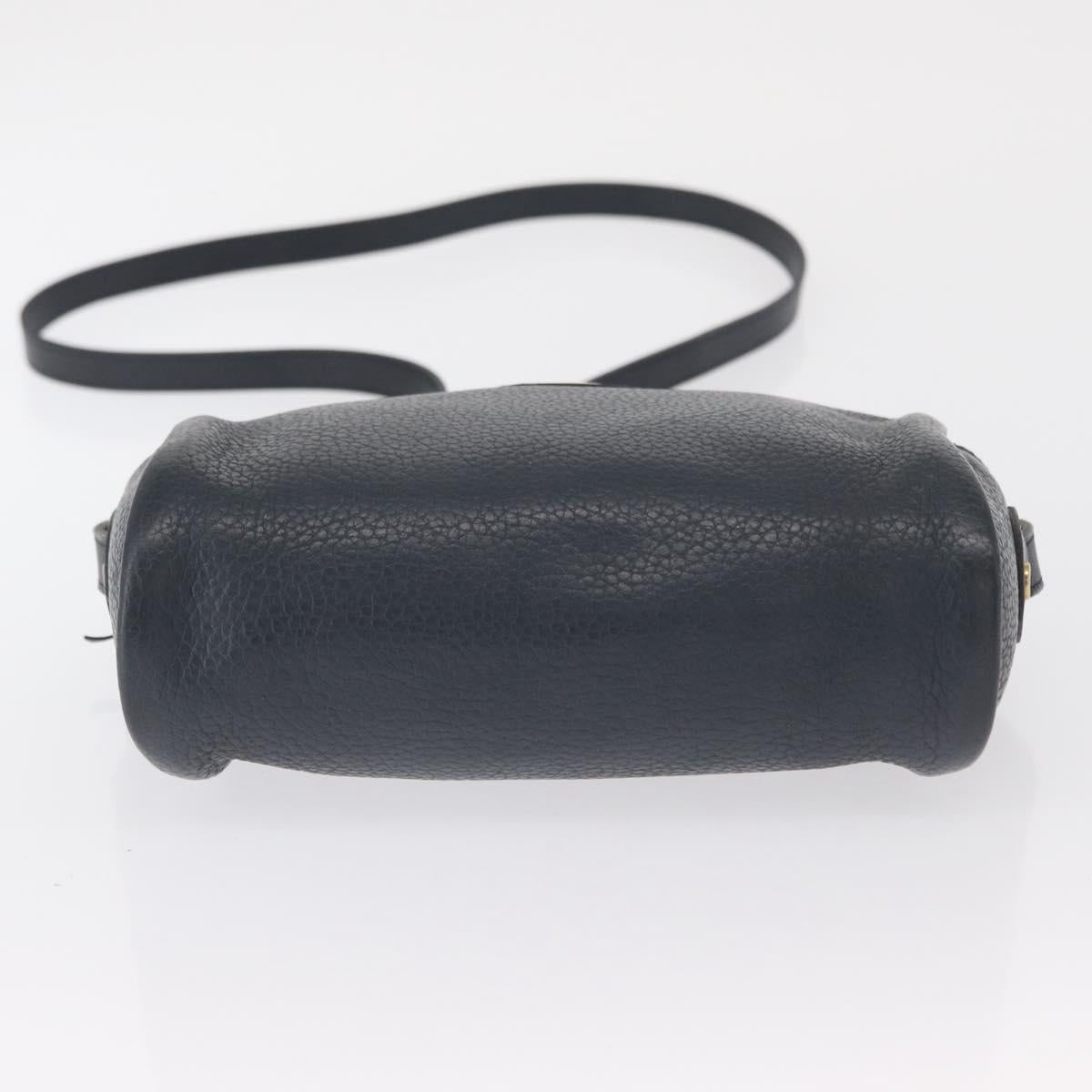 Christian Dior Shoulder Bag Leather Navy Gold Auth bs32704