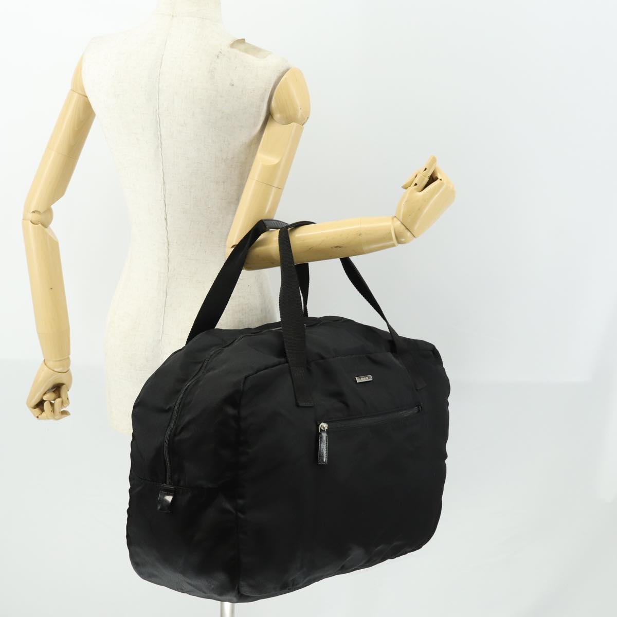 GUCCI Boston Bag Nylon Black Silver 012 0389 Auth bs32709