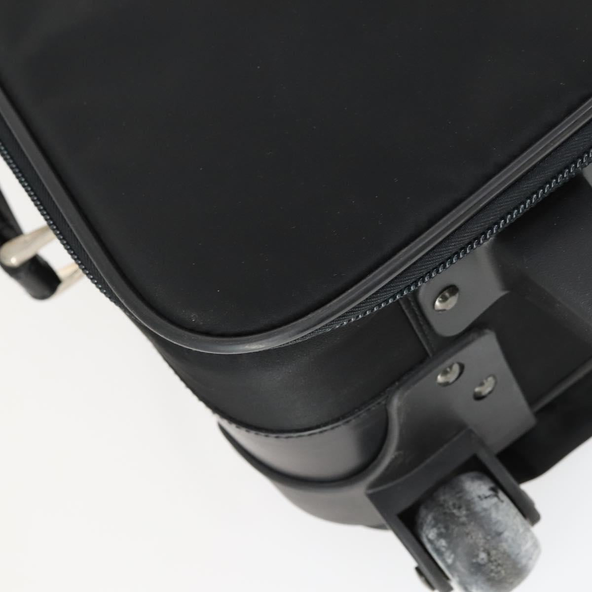 PRADA Carry Case Suitcase Nylon Black Silver Auth bs32712