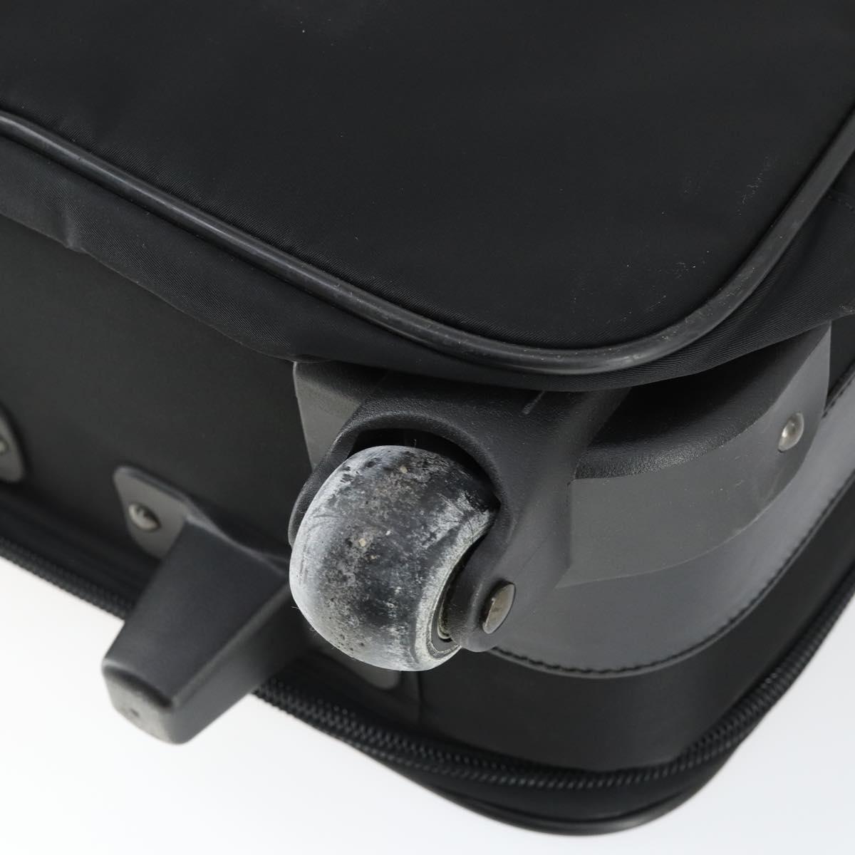 PRADA Carry Case Suitcase Nylon Black Silver Auth bs32712