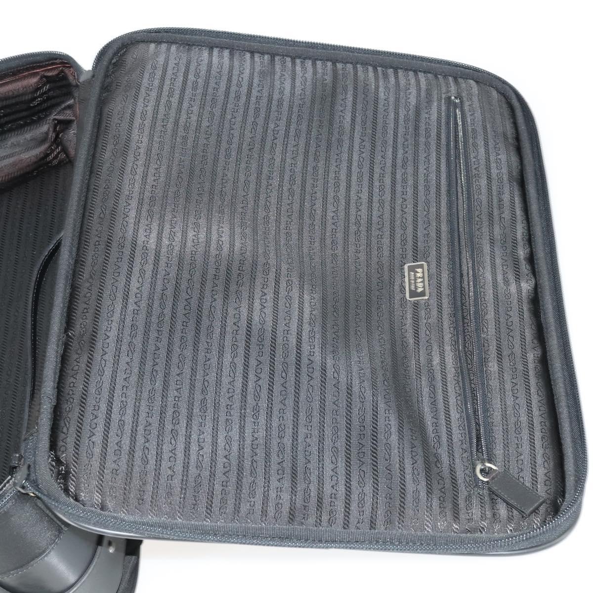 PRADA Carry Case Suitcase Nylon Black Silver Auth bs32712