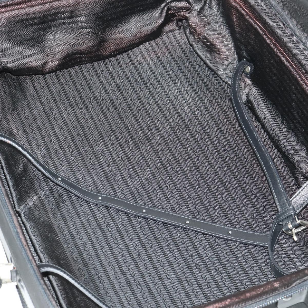 PRADA Carry Case Suitcase Nylon Black Silver Auth bs32712