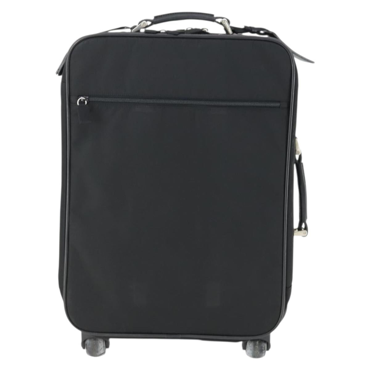PRADA Carry Case Suitcase Nylon Black Silver Auth bs32712