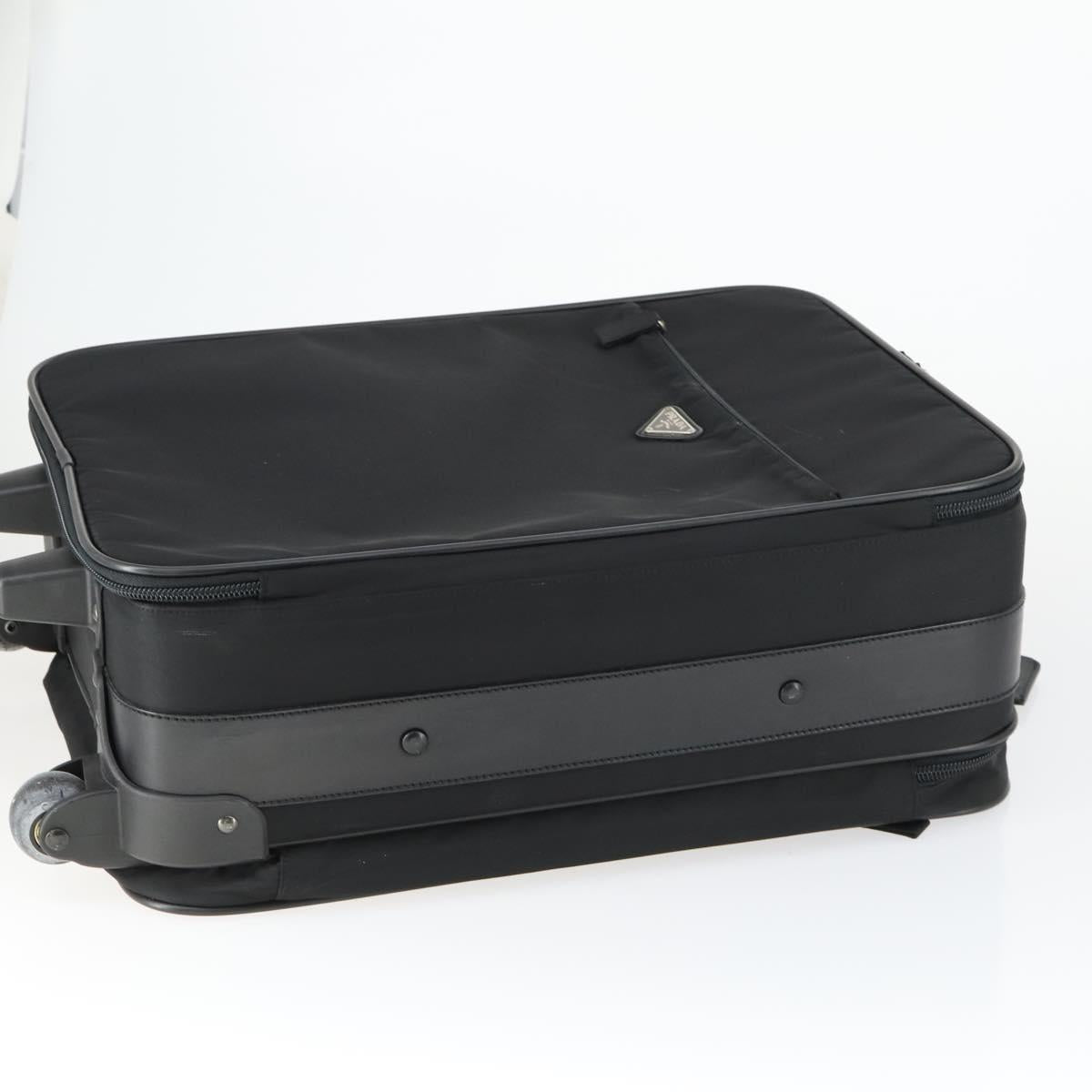 PRADA Carry Case Suitcase Nylon Black Silver Auth bs32712