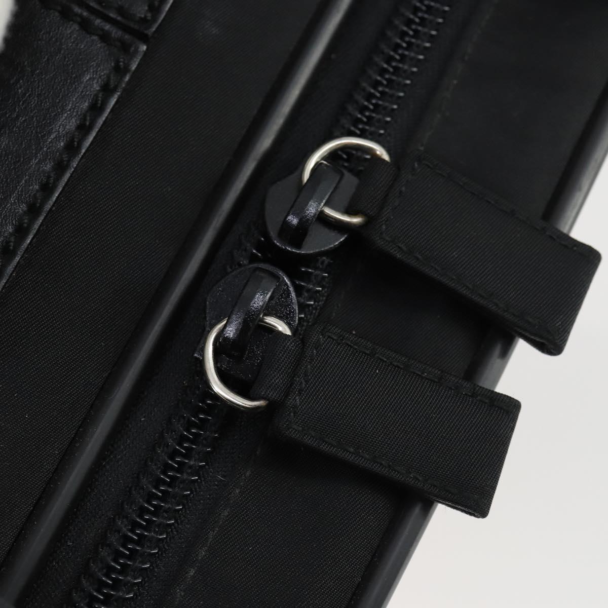 PRADA Carry Case Suitcase Nylon Black Silver Auth bs32712