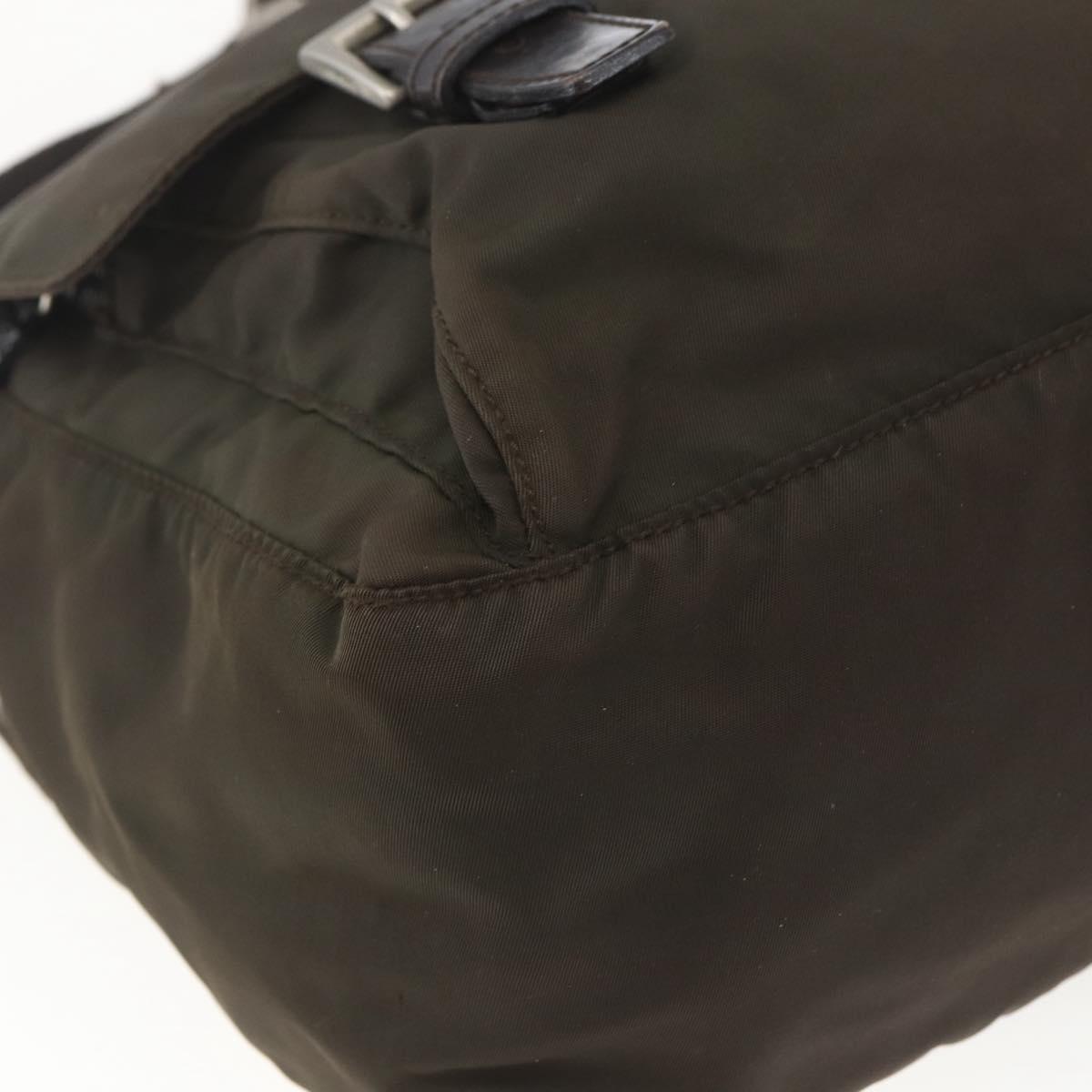 PRADA Shoulder Bag Nylon Brown Silver Auth bs32713
