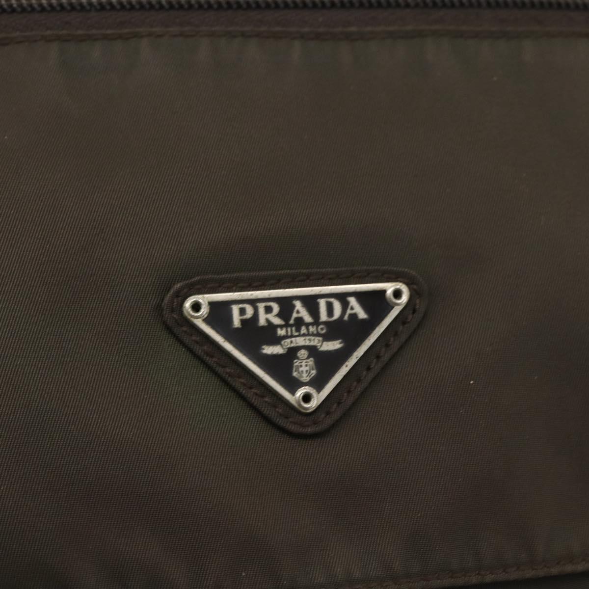 PRADA Shoulder Bag Nylon Brown Silver Auth bs32713