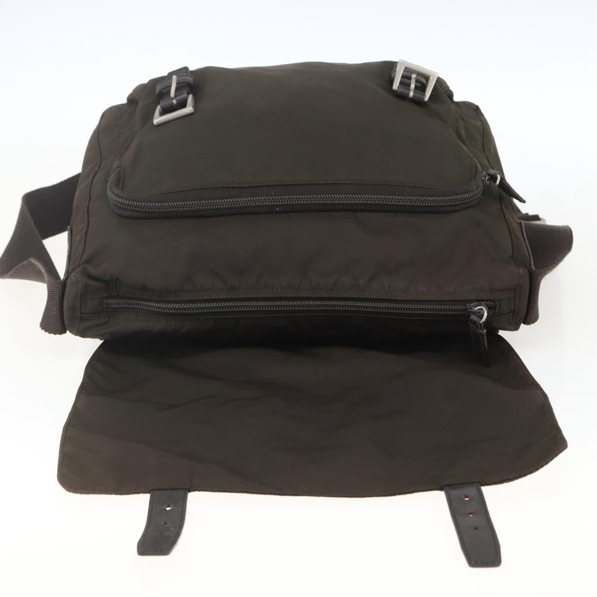 PRADA Shoulder Bag Nylon Brown Silver Auth bs32713