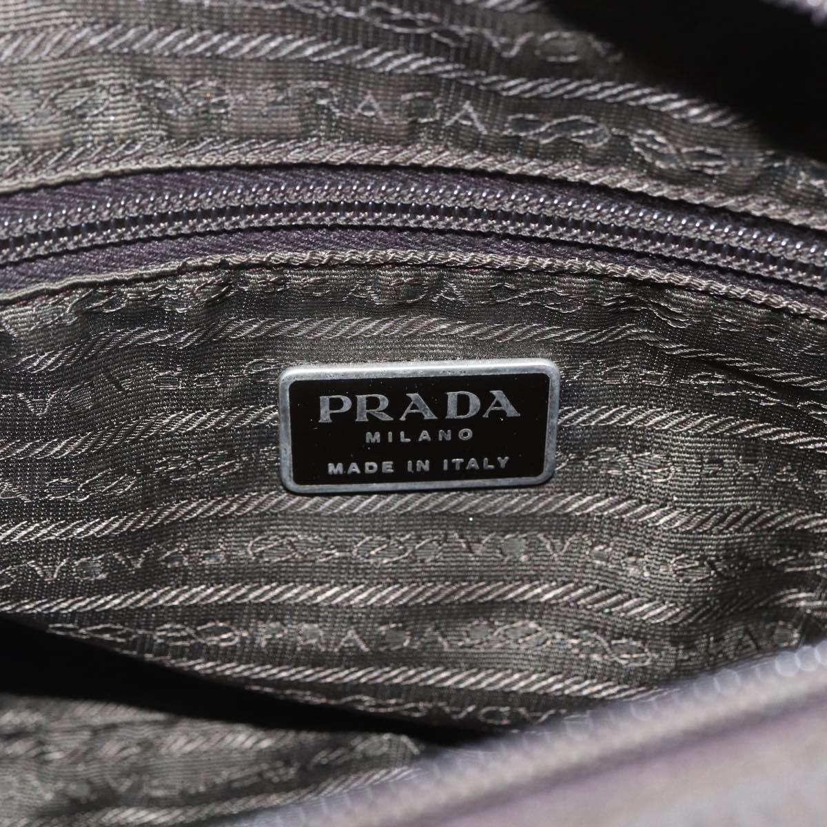 PRADA Shoulder Bag Nylon Brown Silver Auth bs32713