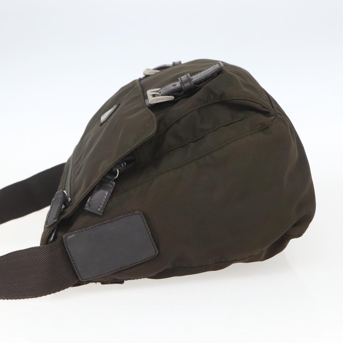 PRADA Shoulder Bag Nylon Brown Silver Auth bs32713