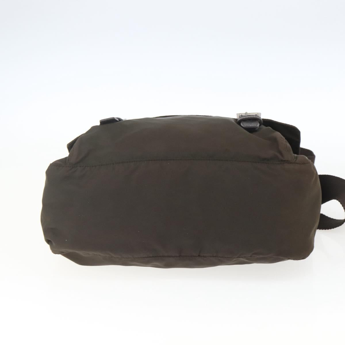 PRADA Shoulder Bag Nylon Brown Silver Auth bs32713