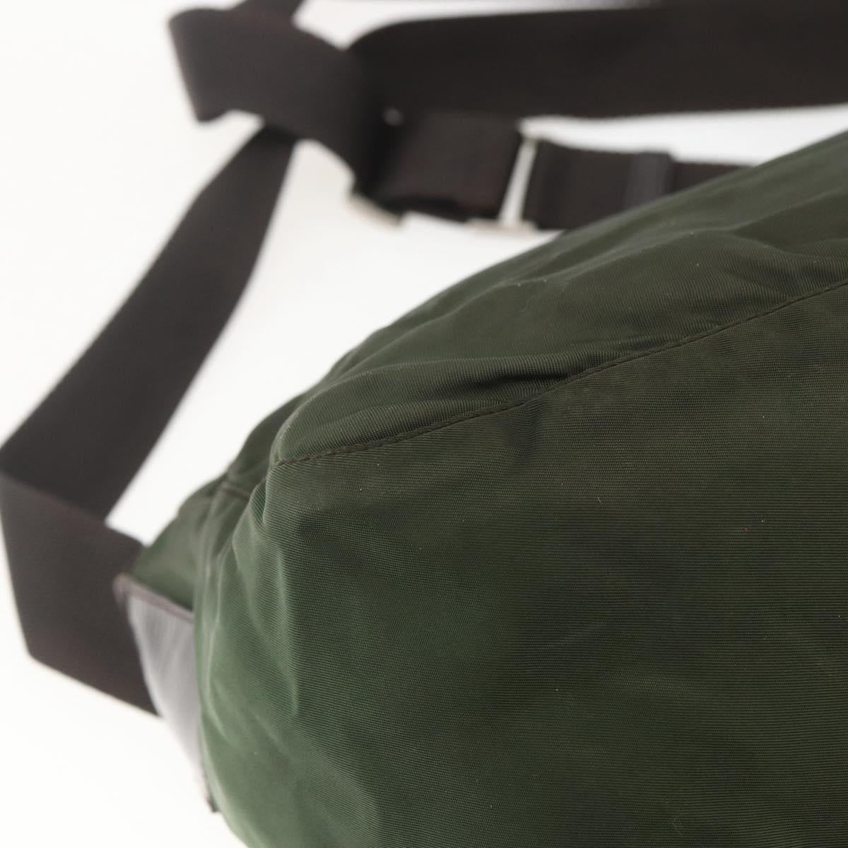PRADA Shoulder Bag Nylon Green Silver Auth bs32714