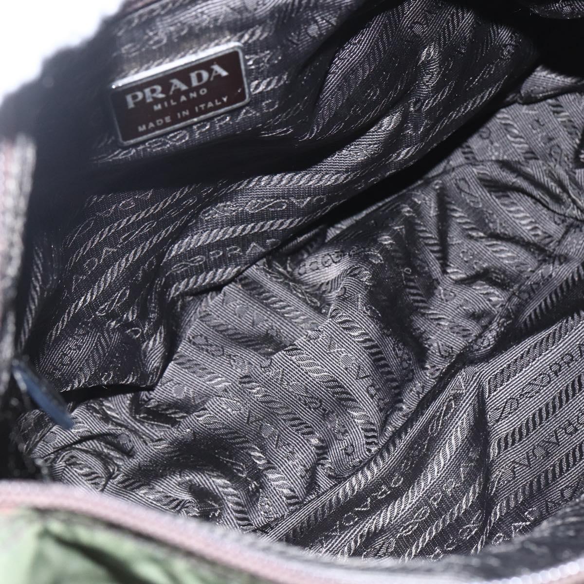 PRADA Shoulder Bag Nylon Green Silver Auth bs32714