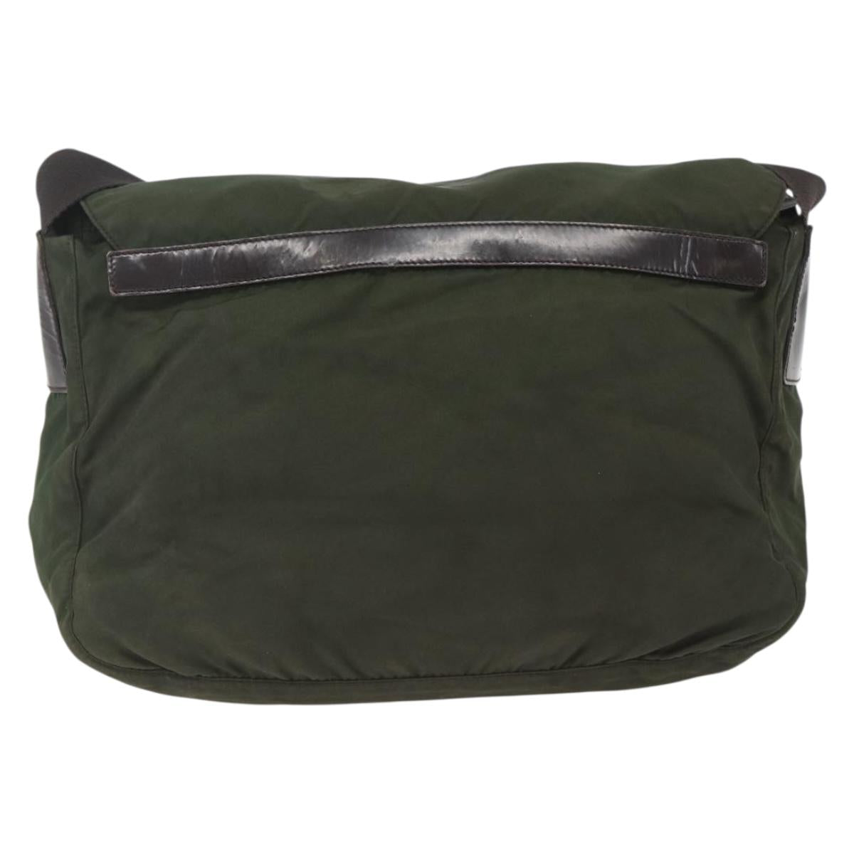 PRADA Shoulder Bag Nylon Green Silver Auth bs32714
