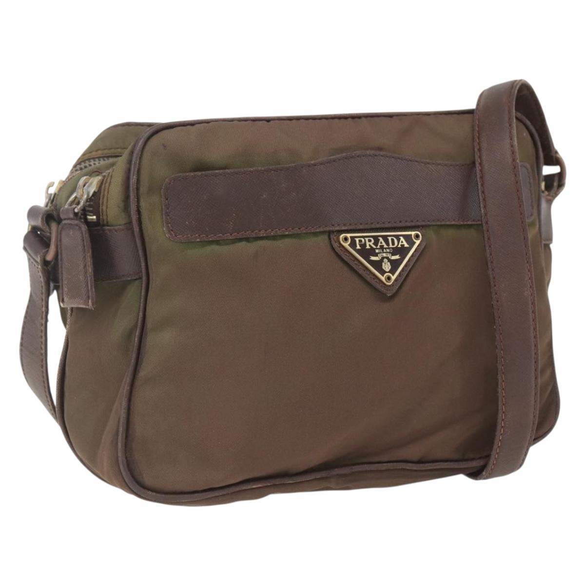 PRADA Shoulder Bag Nylon Brown Auth bs32715