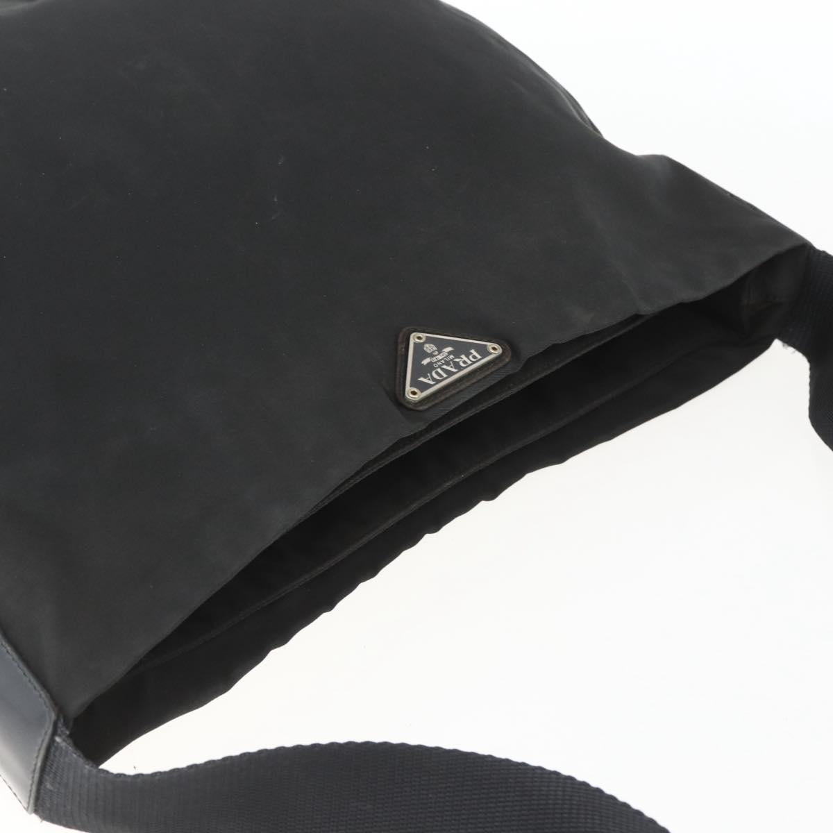 PRADA Shoulder Bag Nylon Black Silver Auth bs32716