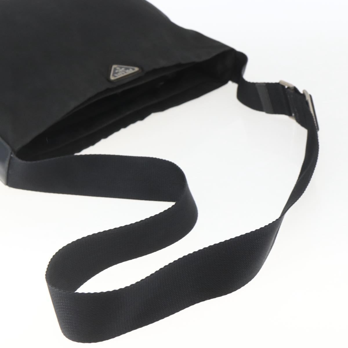 PRADA Shoulder Bag Nylon Black Silver Auth bs32716